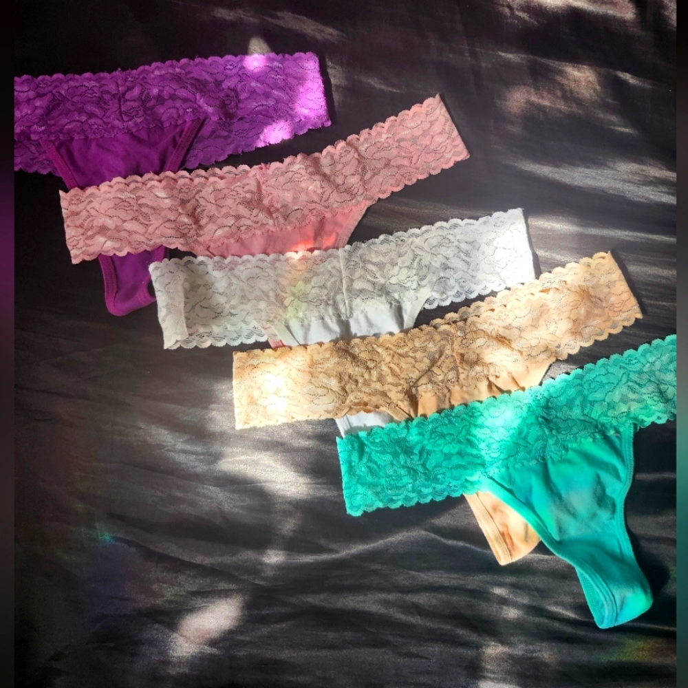 5 New Lacee Cotton Thongs